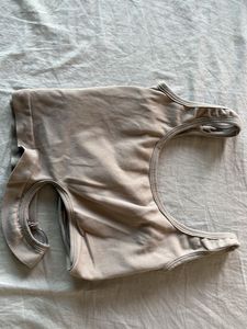 Beige Bralette Top with Cutout hoop detailing