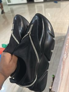 Black Embellished Slip-On Sneakers