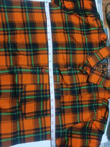 PDM Orange Plaid Flannel - XL