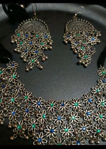 ❤️Oxidize Necklace  With Heavy Earrings ❤️