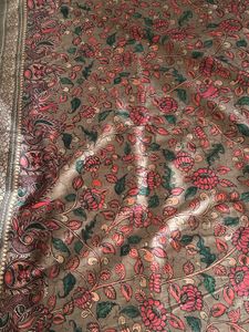Mehendi Green Kalamkari Tussar Silk Saree