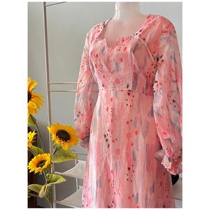 Pink Floral Flare Dress