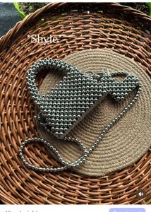 Silver Luxurious Bags Made Of Beads