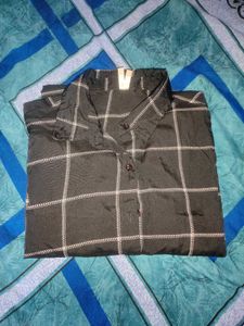 New Black Checked Shirt Dress