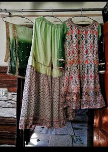 Designer Heavy Mirror Work Sharara Suit Set