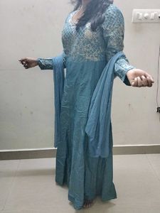 Negotiable Teal Embroidered Salwar Kameez