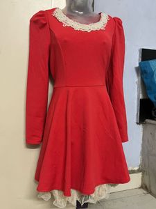 Pintrest Red Long Sleeve Mini Dress