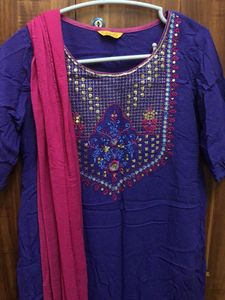 Aurelia Purple Kurta With Dupatta