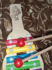 Colorful Wooden Xylophone Toy with Monkey