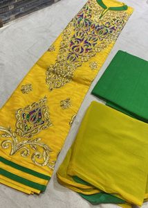 Haldi Look Spl Best Offer Green Bottom Soft Duppta