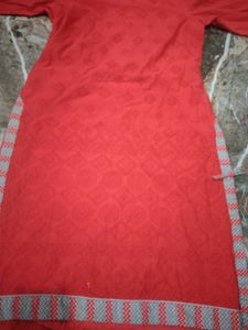 Red &amp; Grey stitched Kurthi Set