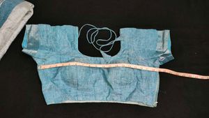 Sea Green Saree With Stitched Blouse.( 2 Items)