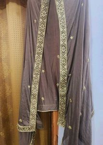 Grey Organza 3piece Suit