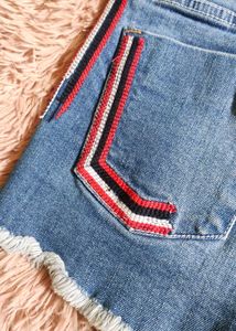 Denim Side Stripe Shorts