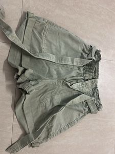 Sage Green Belted Shorts