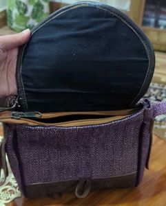Purple Leather And Hemp Sling