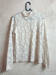 Trendy Lace Mock Neck Top