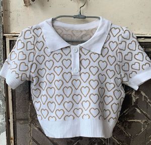 Heart Print Crop Top🤎