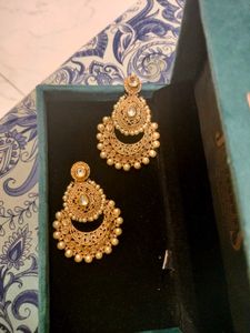 Gold Pearl Chandbaliya Earrings Polish Never Fade