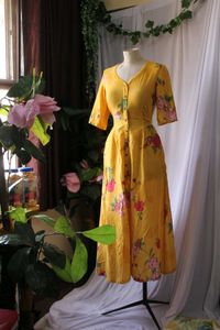 Pantaloons Floral Yellow Maxi Dress With Pockets