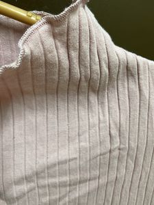 Light Pink Turtle Neck Ribbed Top