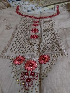 Beige Embroidered Farsi Salwar Kameez