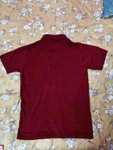 Maroon Striped Polo T-Shirt