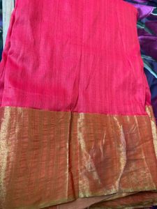 Red &amp; Gold Saree with Embellished Blouse