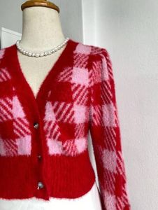 Bershka check knitted cardigan