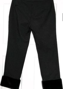 Black Fur Cuff Pants