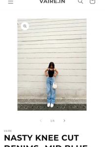 Knee Cut Mid Blue Denim