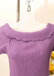 Ribbed Material Off Shoulder Top