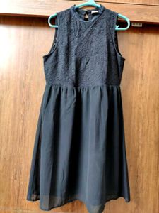 Elegant Black Lace Chiffon Dress