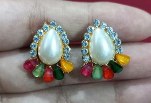 Pearl Drop Multi Colour Earrings