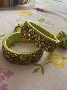 Green & Gold  Bangle Set