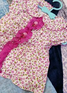 Floral Baby Dress with Lace Detail