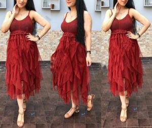 Red Ruffle Midi Dress