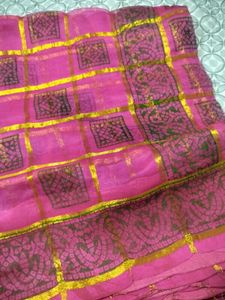 Pink &amp; Gold Accent Saree