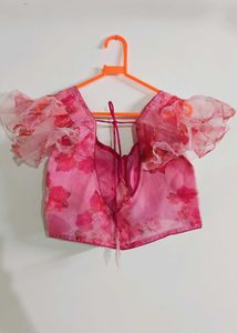 Floral Ruffle Sleeve Organza Blouse