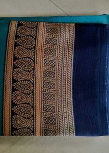 New peacock elegant saree with stitched blouse