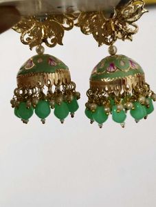 Mint Jhumka Earrings