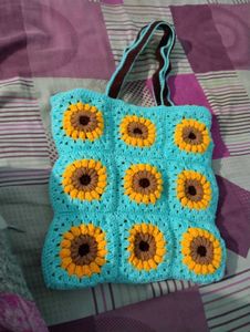 Sunflower Crochet Tote Bag