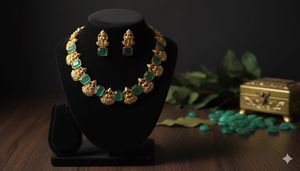 Green & Gold laxmi Jewelry Set