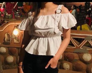 White Embedded Straps Top