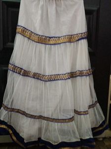 White & Blue Lehnga Skirt With Gota Patti Work