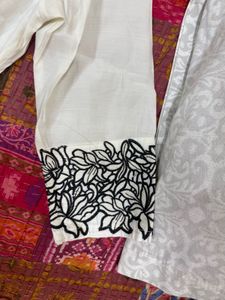 White Embroidered Pant Suit