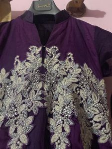 Purple Anarkali Suit with Embroidery