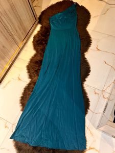 One Shoulder Teal Blue Gown