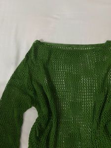 Green Crochet Knit Top