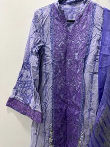 Purple Embroidered Pant Suit